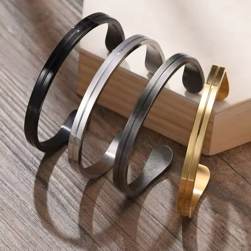 Mens Thin BraceletStainless Steel Cuff Bangle Bracelet